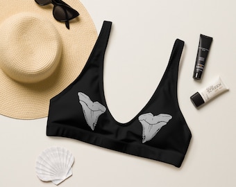 Shark Tooth Bikini Top/ Goth Bikini Top/ Recycled padded bikini top