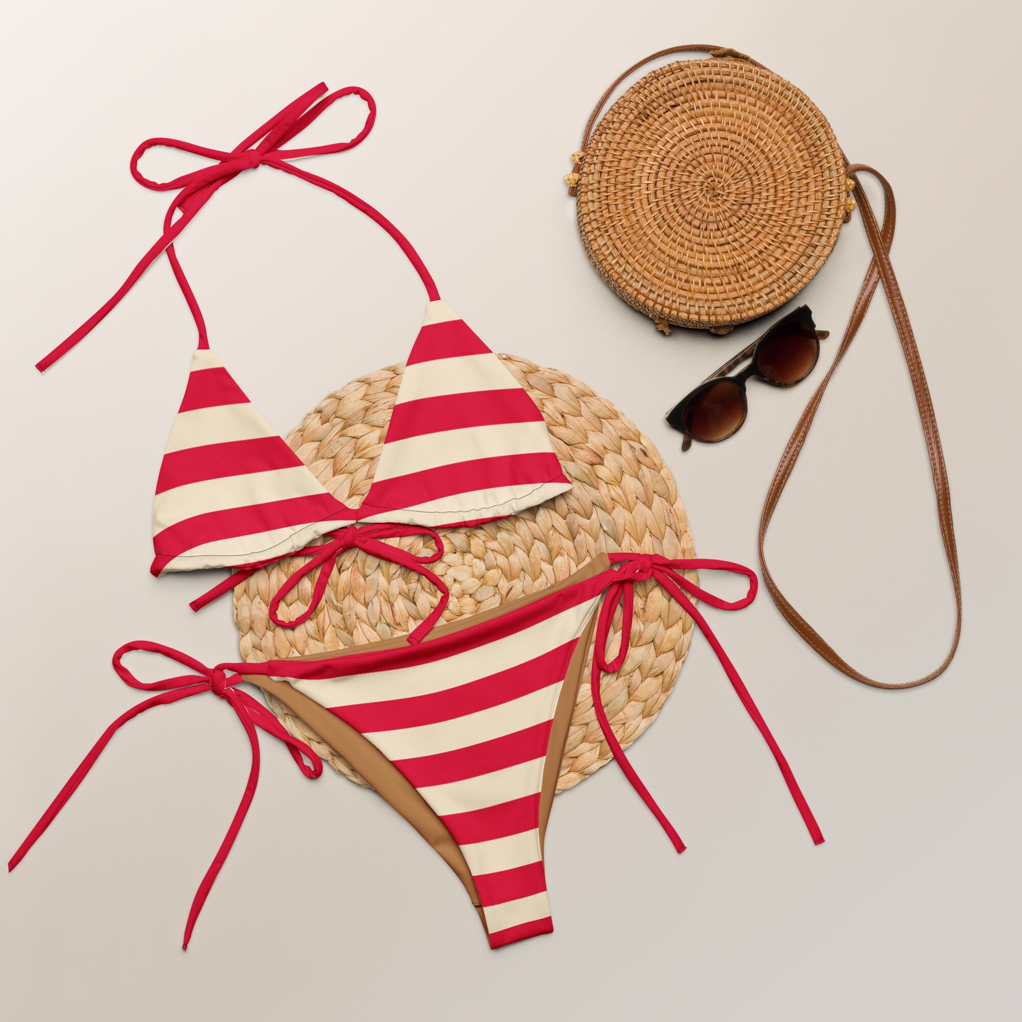 Red white bikini - Etsy 日本