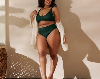 Tribal Recycled high-waisted bikini in Emerald Green./ Sizes XS-3XL