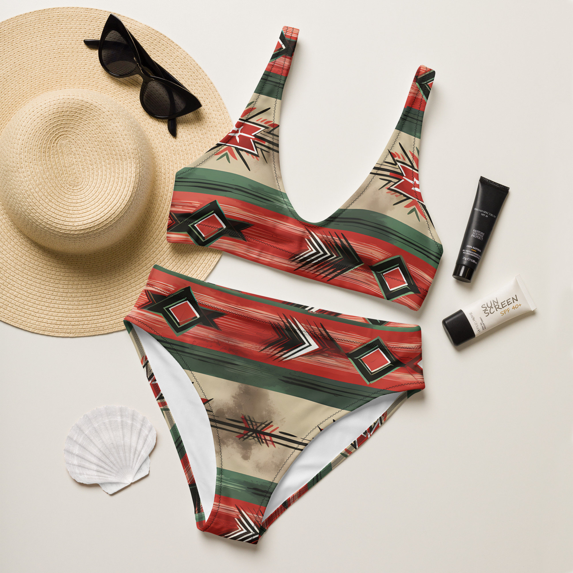 Western Bikini Set South Western Swimsuit Recycled High waisted