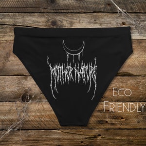 Mother Nature Recycled high-waisted bikini bottom/ black metal bikini bottoms