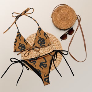 Gothic Snake Two Piece Swimsuit/ All-over print recycled string bikini/ Witchcore String Bikini Set