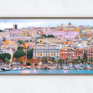 Samsung Frame TV Art, Cagliari, Bright Cityscape, Coastal Wall Art, Colorful Architecture, Travel Art