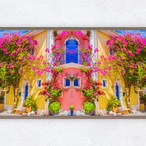 Samsung Frame TV Art, Greece, Bright Cityscape, Greek Wall Art, Colorful Architecture, Travel Art
