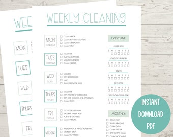 Cleaning Checklist  |  Spring Cleaning |  Cleaning System  | Instant Download  |  Daily, Weekly, Monthly Chore List