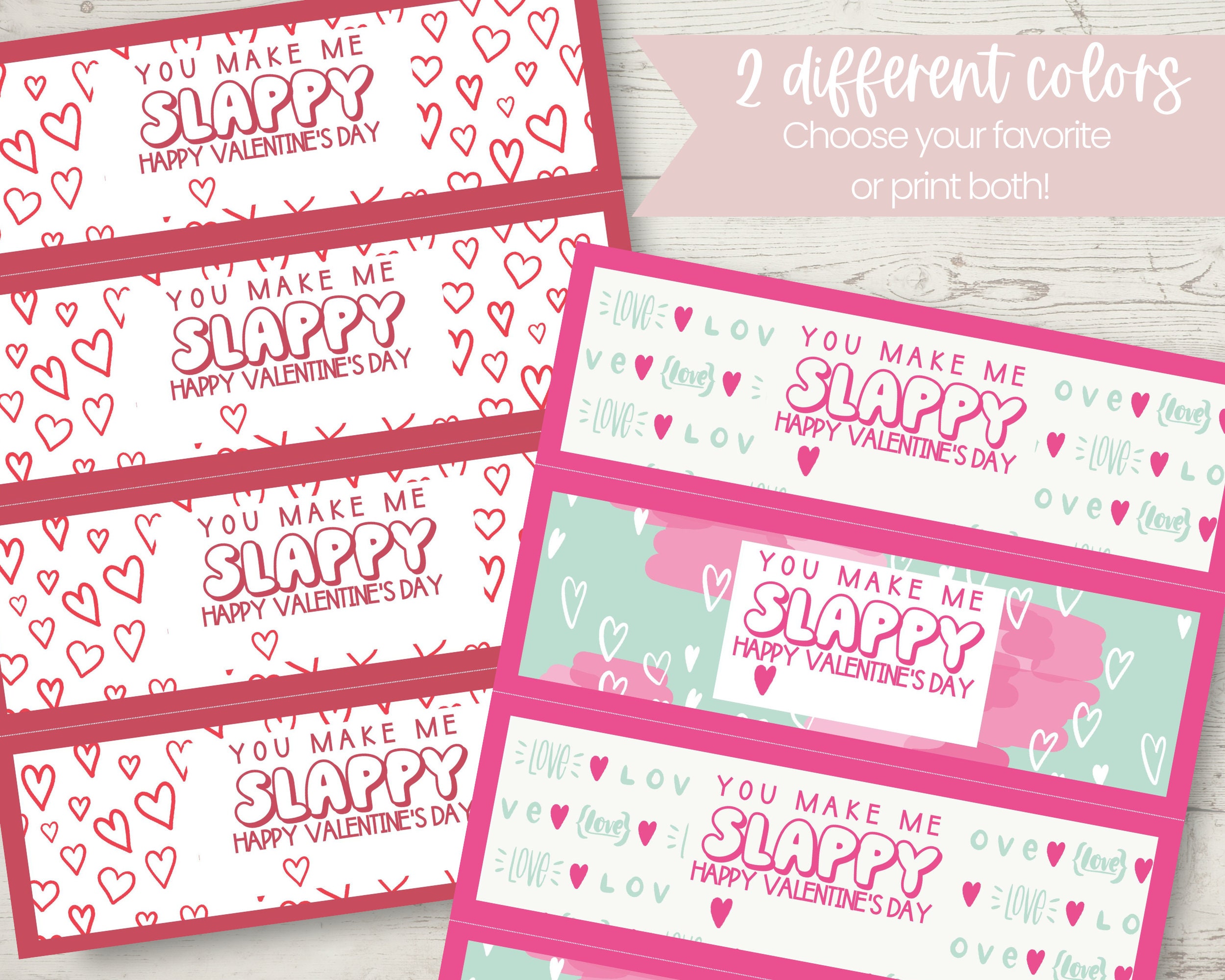 Slap Bracelet Valentine DIY Printable Digital Download Etsy