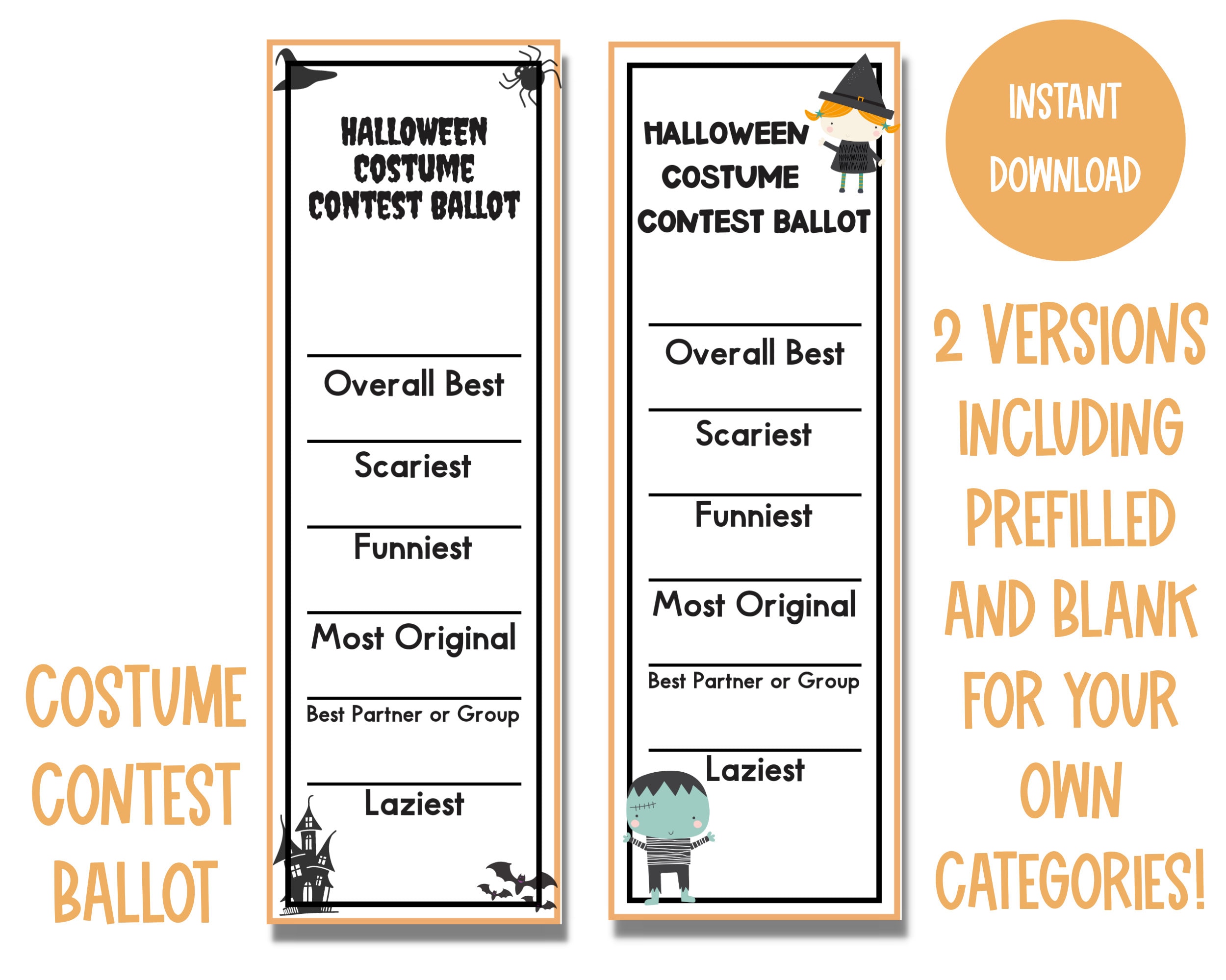 Costume Contest Ballot Halloween Party Costume Contest Last Minute