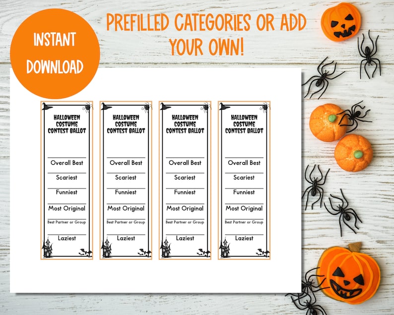 Costume Contest Ballot | Halloween Party Costume Contest | Last Minute ...