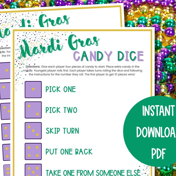 mardi gras dice beads