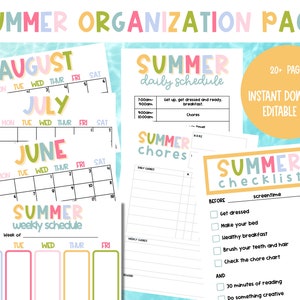 Summer Printables for Families | Summer Checklist |  Summer Organization | Summer Planner Printables | Summer Calendar