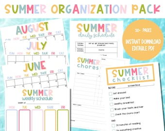 Imprimables d'été pour les familles | Liste de contrôle d'été |  Organisation d'été | Imprimables de l'agenda d'été | Calendrier d'été