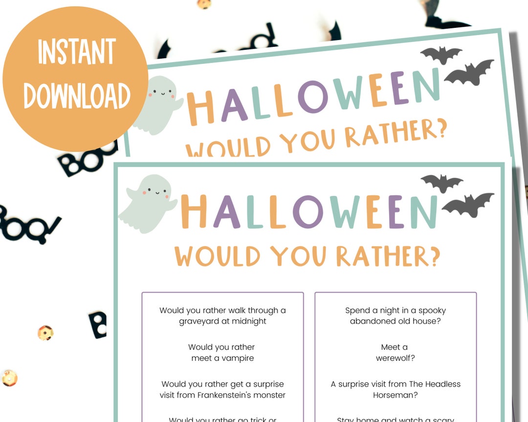 Would You Rather Halloween Game  Instant Printable Download