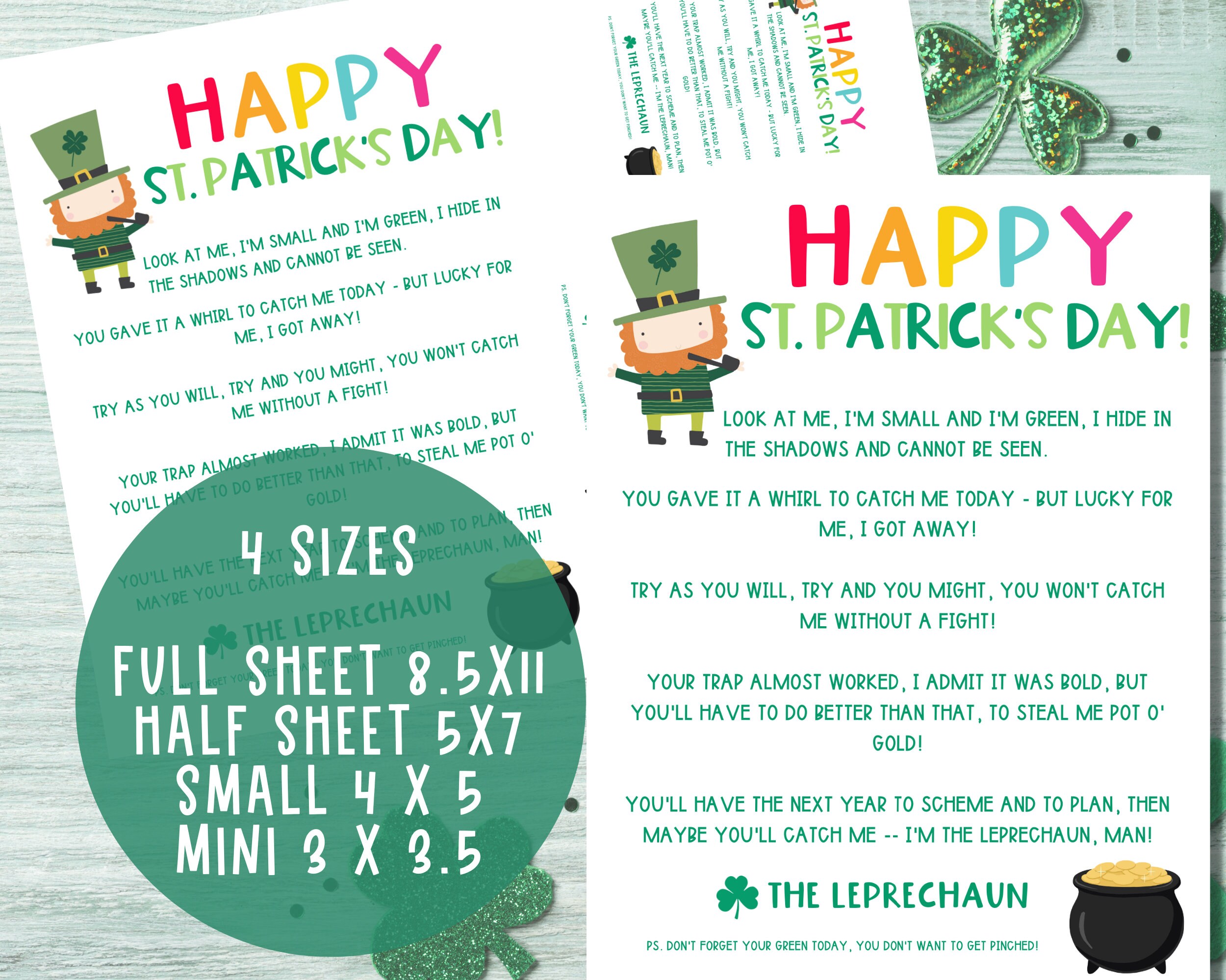 Leprechaun Note Printable Miniature Leprechaun Letter Leprechaun Poem ...