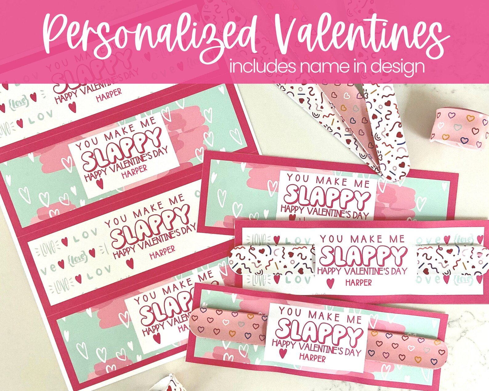 Personalized Slap Bracelet Valentine DIY Printable- Digital Download - Etsy