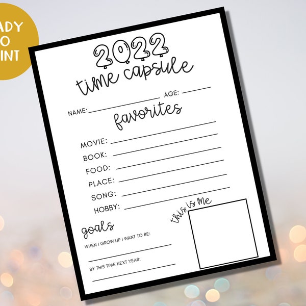 New Years Time Capsule Family Time Capsule Printable