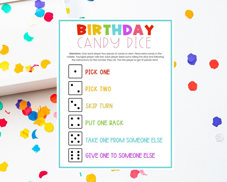 Candy Dice Game Birthday Party Games for Kids Classroom Party Games