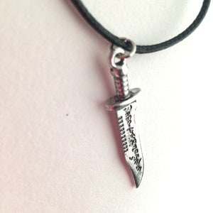 Demon blade necklace black with leather chord adjustable up to 22” inspired by supernatural charmed pentacle wicken