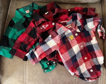 Baby size Custom Embroidered Plaid flannel long sleeve shirt Inspired by supernatural moose  Sam Dean Winchester Castiel choose design