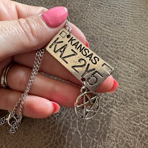 License Plate 1967 Impala KAZ-2Y5 Supernatural inspired necklace dean and Sam baby