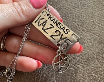License Plate 1967 Impala KAZ-2Y5 Supernatural inspired necklace dean and Sam baby