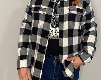 Camisa personalizada de franela a cuadros inspirada en Supernatural Dean Sam con botones bordados elige tu diseño alce ardilla anti