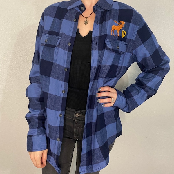 MYSTERY Plaid Flannel Custom Shirt inspired by Supernatural Dean Sam Button Down Embroidery embroidered