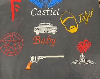 Sudadera con capucha y cremallera bordada personalizada inspirada en el alce y la ardilla sobrenaturales Sam Dean Winchester Castiel elige diseño