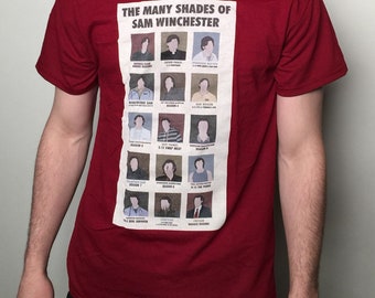 The many shades of Sam Supernatural inspired t-shirt choose color Impala a dean shirt
