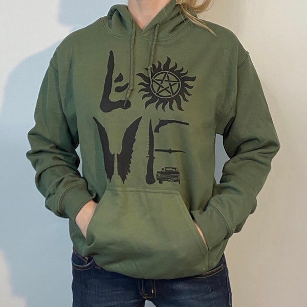Supernatural Inspired Love Hoodie: TV Show Symbols