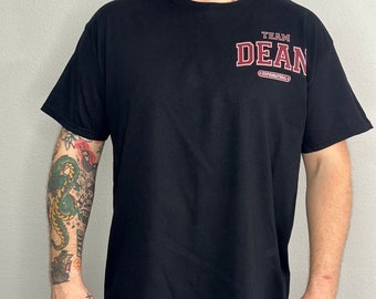 Team Dean Supernatural inspired t-shirt with Sam and dean Winchester Impala 1967 black t shirt
