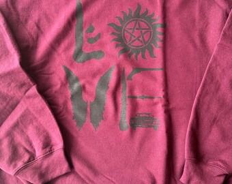 Super Discount! Supernatural ! Xl maroon sweatshirt sweater Sam dean symbols hoodie size  Misha collins angel Winchester