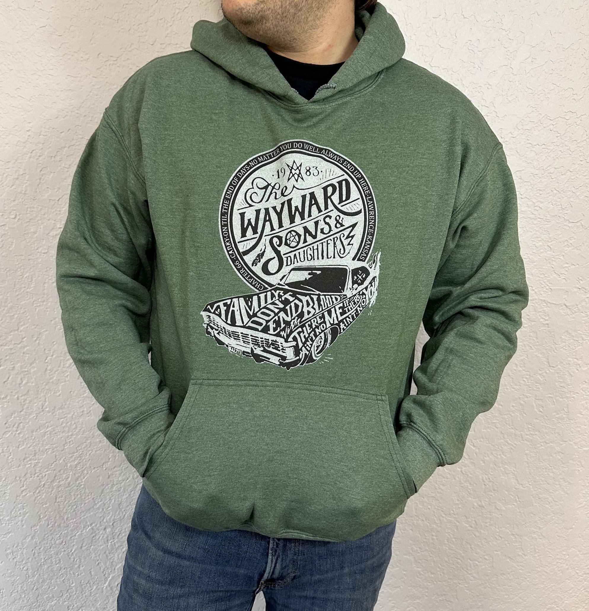 Wayward sons and daughters Supernatural inspired hoodie hooded sweatshirt with symbols and baby Sam Dean Winchester Castiel