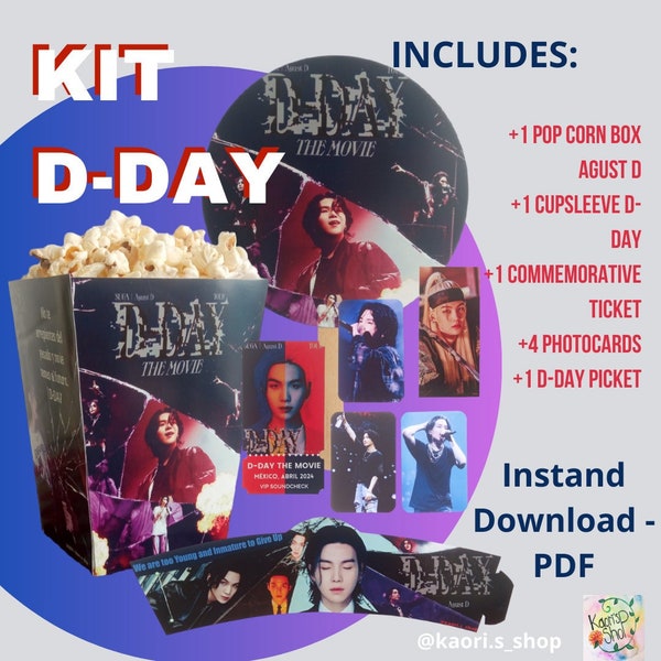 Agust D D-Day Digital Kit | Pop Corn Box Cupsleeve Ticket Picket Photocards | Instand Download | BTS Min Yoongi Suga | Agust D The Movie