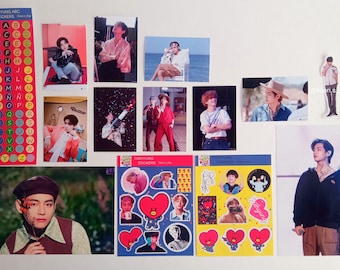 BTS Schrägband Set Kim Taehyung | V | TaeTae Stickers + Fotokarten Set | Fanmade K-Pop