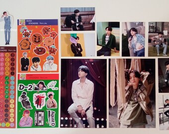 BTS Schrägbandset Min Yoongi | SUGA | AGUST D Sticker + Fotokarten Set | Fanmade K-Pop