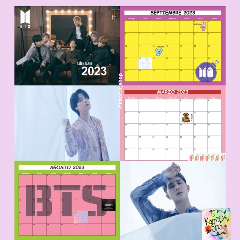 BTS 2023 Calendar Fanmade Wall Calendar Kpop BTS Etsy Finland
