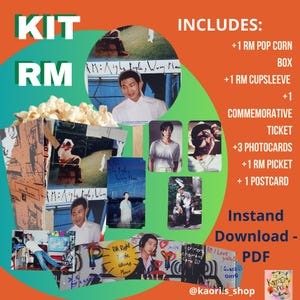 Kit digital RM Kim Namjoon | Cartões de foto Pop Corn Box Cupsleeve Ticket Picket | Download instantâneo | BTS Kim Namjoon RM Rap Monster
