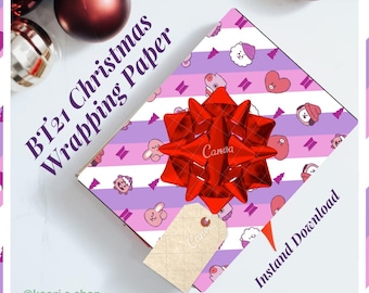 BTS BT21 Weihnachtsgeschenkpapier | Sofortdownload | K-POP | Bangtan | rm jin suga jhope jimin V Jungkook