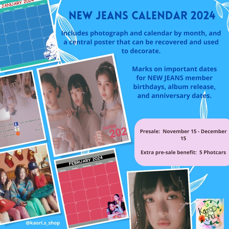 Newjeans 2024 Calendar Fanmade Wall Calendar Kpop Etsy