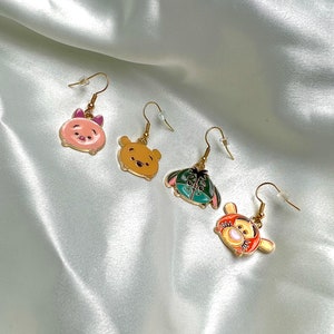 Character Earrings, Winnie The Pooh Earrings, Winnie The Pooh and Friends Earrings, Kawaii Earrings