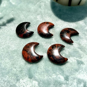 Red Obsidian Moon Carving, Red Obsidian Crescent Moon Carving