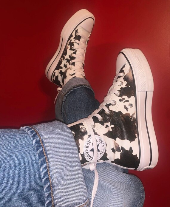 converse cow pattern