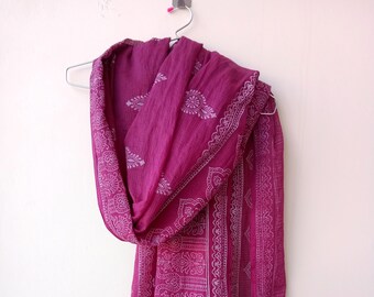 Hand block Printed cotton long Stole (Duppatta)