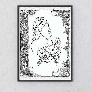 Stampa della dea greca, stampa line art, arte abstact, arte minimalista, arredamento greco, arte murale del soggiorno, arte murale stampabile, estetica dell&#39;antica Grecia.