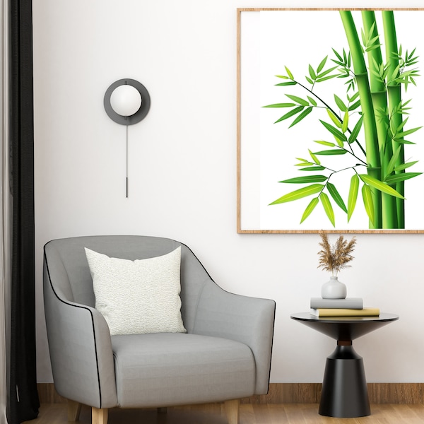 BAMBOO WALL ART, Above Bed Decor, Aesthetic Poster, Bamboo Plant, Tropical Bamboo Trees Digital Downloadable Art