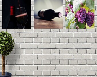 set of 3 wall prints,Digital art, Modern Minimalist art, Downloadable wall decor,Wine,Wine bottle,Grapes,Housewarming gift,instant download