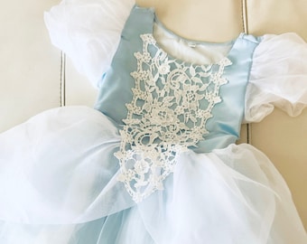 Kids Cinderella Costume, Princess Party Dress up, Blue Cinderella Dress, Girl Birthday Party Dress Gift, Child Halloween Costume, Cosplay