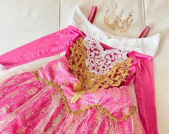 Vestito Da Principessa Aurora Per Bambina - Costume Bella Addormentata Con Diadema E Bacchetta - Foto 3