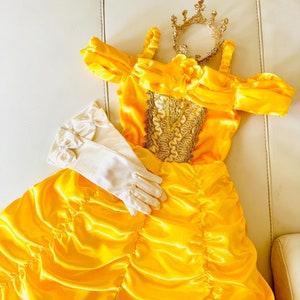 Kinder Prinzessin Belle Kostüm, Prinzessin Party Dress up, Beauty Abendkleid, Blumenmädchen Kleid, Geburtstagspartykleid, Mädchen personalisierte Geschenk