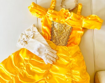 Kids Princess Belle Costume, Princess Party Dress up, Beauty Prom Dress,  Flower Girl Dress, Birthday Party Dress, Girl Personalized Gift